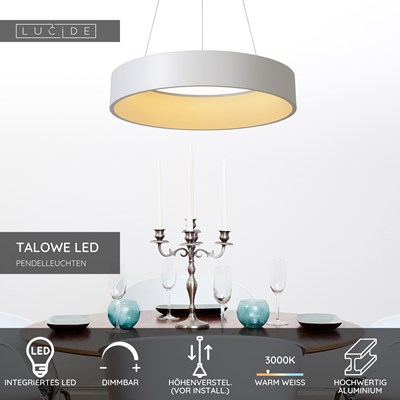 Lucide TALOWE LED - Pendelleuchten - Ø 60 cm - LED Dim. - 1x39W 3000K - Weiß